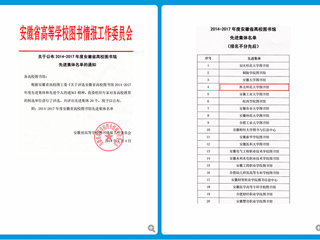 校图书馆荣获“安徽省高校图书馆先进集体”称号